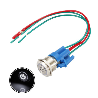 Harfington Uxcell Latching Push Button Switch Mounting Dia 1NO LED Light with Socket Plug Wires
