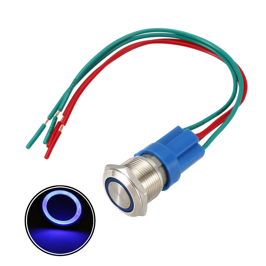 uxcell Uxcell Latching Push Button Switch 19mm Mounting 1NO 12V White LED with Socket Plugs