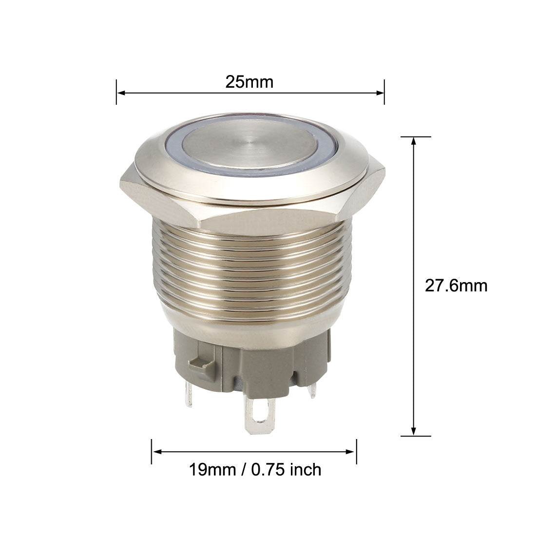 uxcell Uxcell Latching Push Button Switch 19mm Mounting 1NO 12V White LED with Socket Plugs