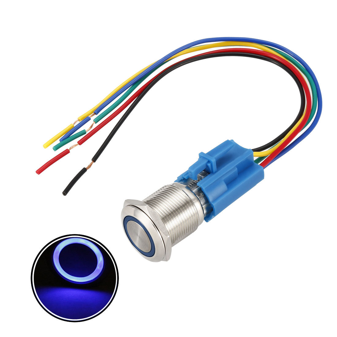 uxcell Uxcell Metal Push Button Switch Mounting Dia 1NO 1NC COM LED with Socket Plug Wires