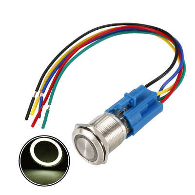 Harfington Uxcell Metal Push Button Switch Mounting Dia 1NO 1NC COM LED with Socket Plug Wires
