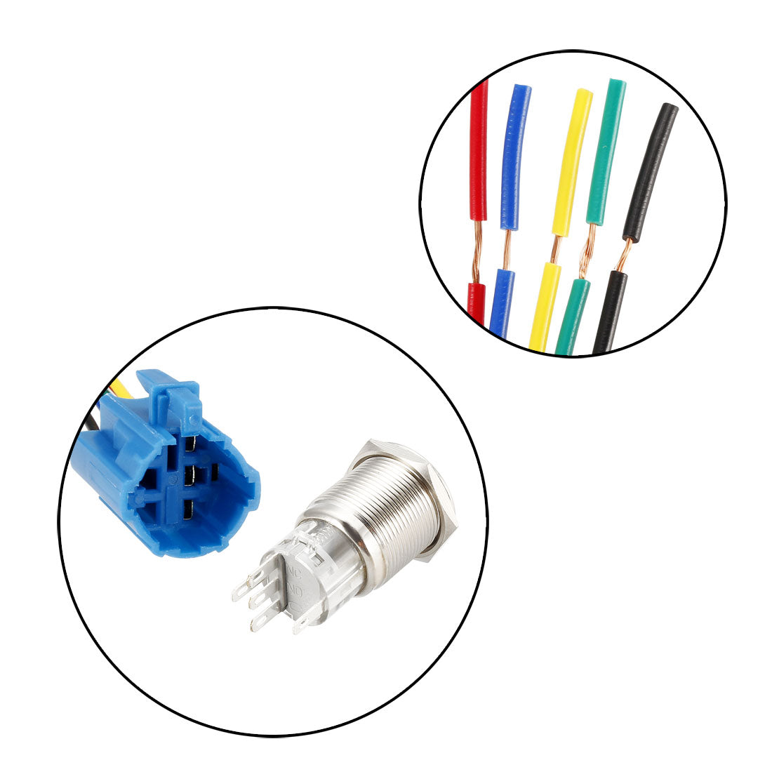 uxcell Uxcell 1xLatching Push Button Switch 19mm Mounting 1NO 1NC 12V White LED w Socket Plug