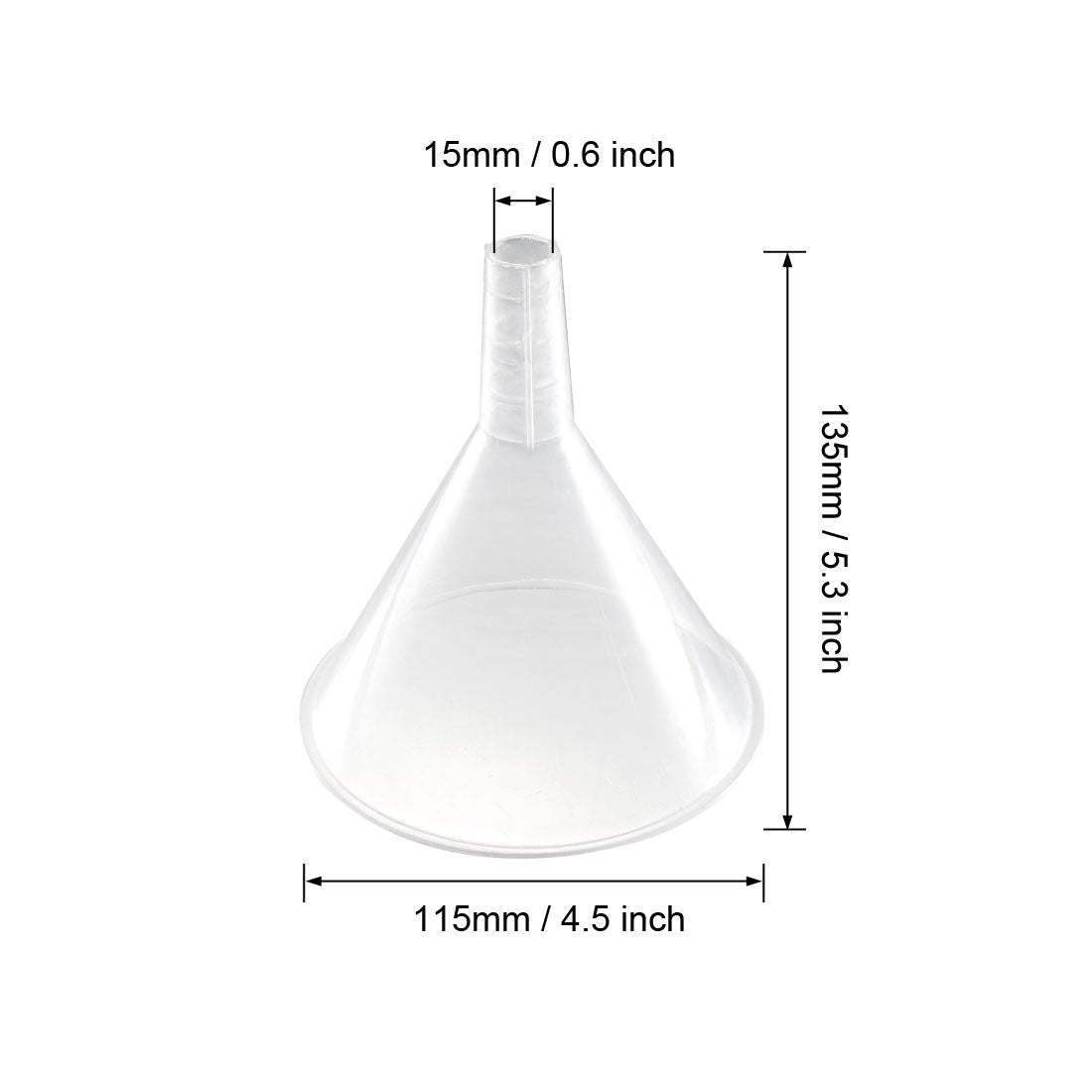 uxcell Uxcell 6pcs Clear Plastic Funnels 4.5 inch Dia. Mouth Transfer Filling Tool for Bottle Filling Perfumes Essential Oils Laboratory Chemicals