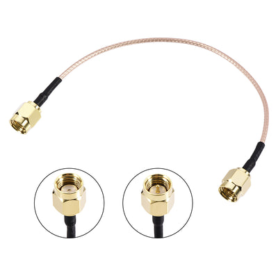Harfington Uxcell Low Loss RF Coaxial Cable Connection Coax Wire RG-178, RP-SMA Male to SMA Male 500cm