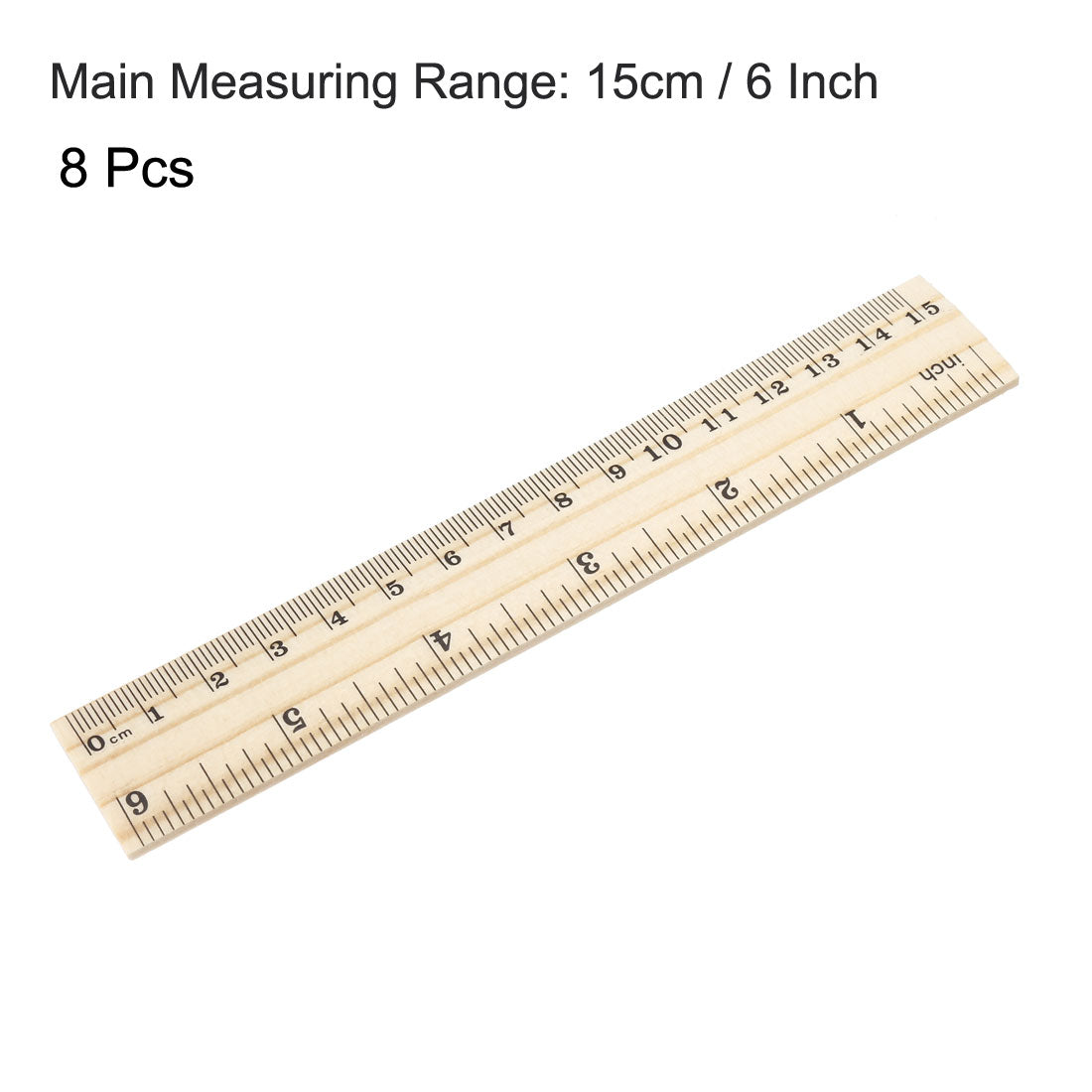uxcell Uxcell Wood Ruler 15cm 6 Inch 2 Scale Office Rulers Wooden Measuring Ruler 8pcs
