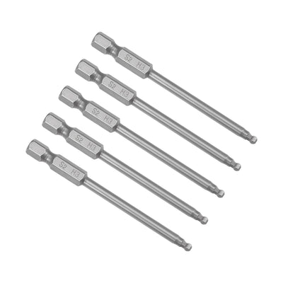Harfington Uxcell 5 Pcs H5 (5mm) Ball End Screwdriver Bits, S2 Steel Magnetic 2.95 Inch Long Drill Bit with 1/4 Inch Hex Shank