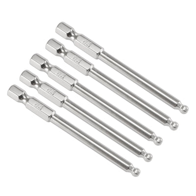 Harfington Uxcell 5 Pcs H5 (5mm) Ball End Screwdriver Bits, S2 Steel Magnetic 2.95 Inch Long Drill Bit with 1/4 Inch Hex Shank