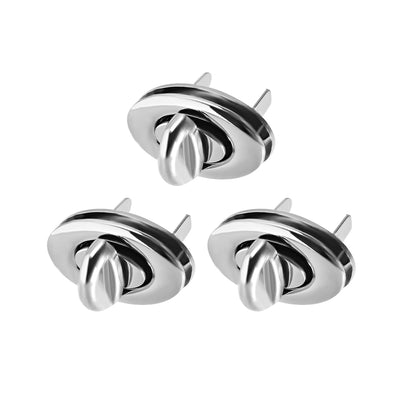 Harfington Uxcell 3 Sets Oval Purses Twist Lock 33mm x 19mm Clutches Closures for DIY Bag Making - Silver