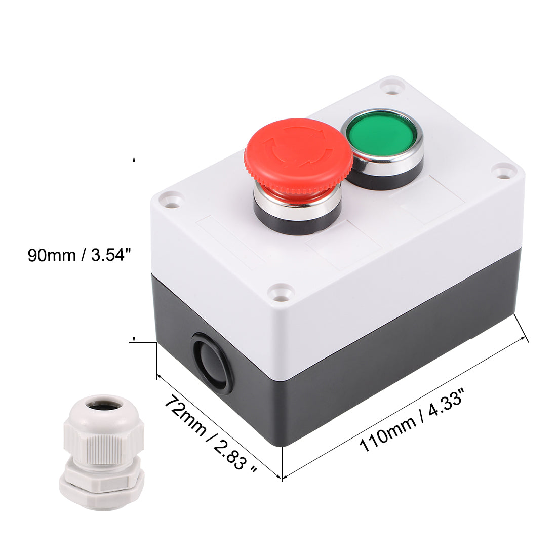 uxcell Uxcell Push Button Switch Box Momentary Green Switches and Emergency Stop 415V 10A