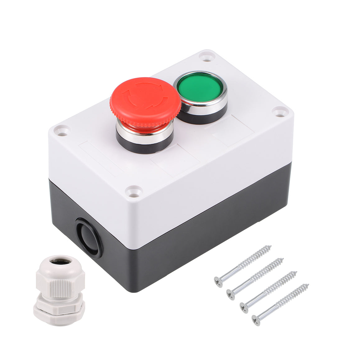uxcell Uxcell Push Button Switch Box Momentary Green Switches and Emergency Stop 415V 10A