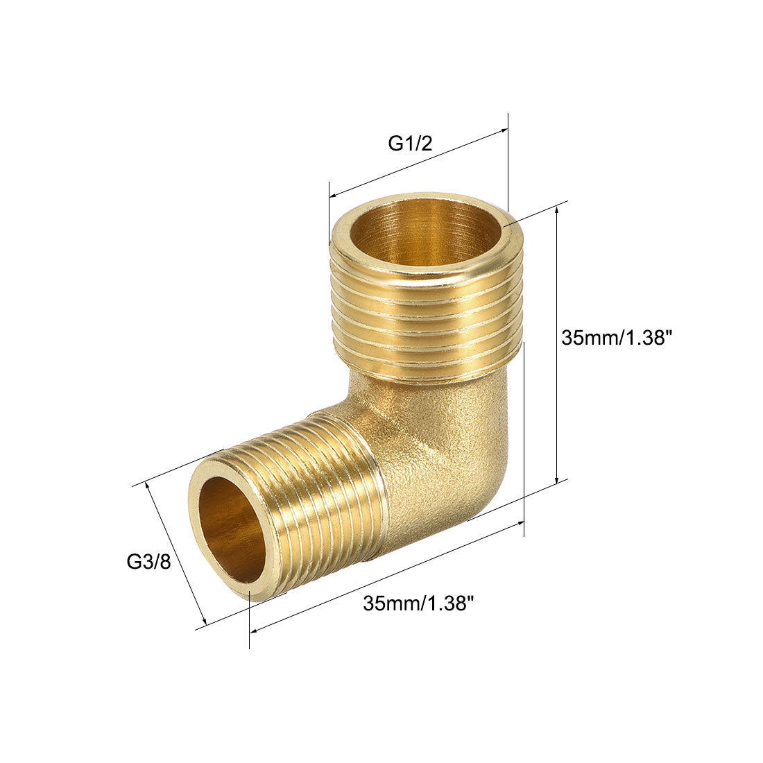 uxcell Uxcell Brass Pipe Fitting 90 Degree Elbow G3/8 Male x G1/2 Male