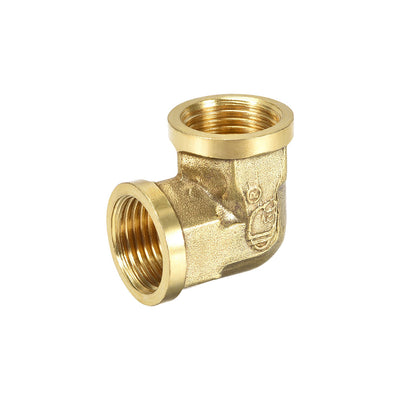 uxcell Uxcell Brass Pipe Fitting 90 Degree Elbow 1/2 PT Female x 1/2 PT Female