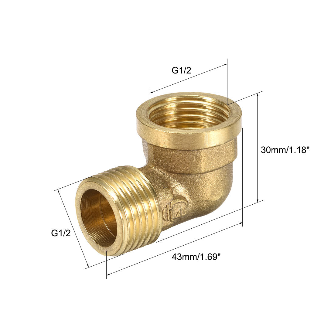 uxcell Uxcell Brass Pipe Fitting 90 Degree Street Elbow G1/2 Male x G1/2 Female