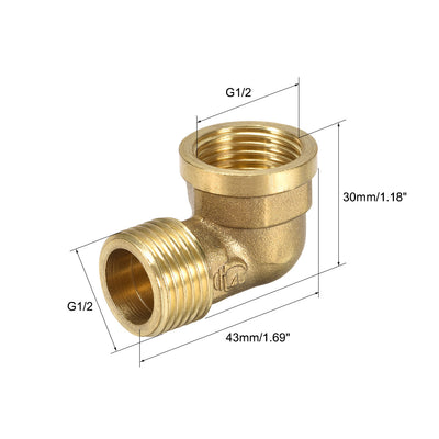 Harfington Uxcell Brass Pipe Fitting 90 Degree Street Elbow G1/2 Male x G1/2 Female