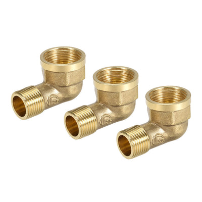uxcell Uxcell Brass Pipe Fitting 90 Degree Forged Street Elbow G1/2 Male x G3/4 Female 3pcs