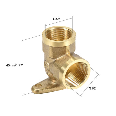 Harfington Uxcell Brass Pipe Fitting 90 Degree Drop Ear Elbow G1/2 Female x G1/2 Female Crimp Fitting