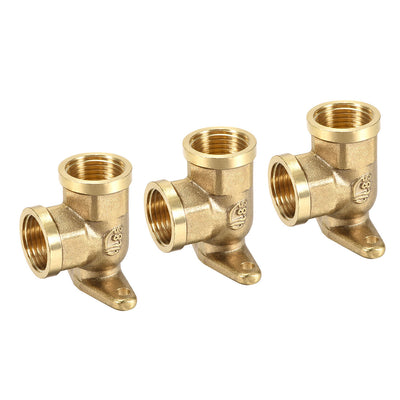 uxcell Uxcell Brass Pipe Fitting 90 Degree Drop Ear Elbow G1/2 Female x G1/2 Female Crimp Fitting 3pcs