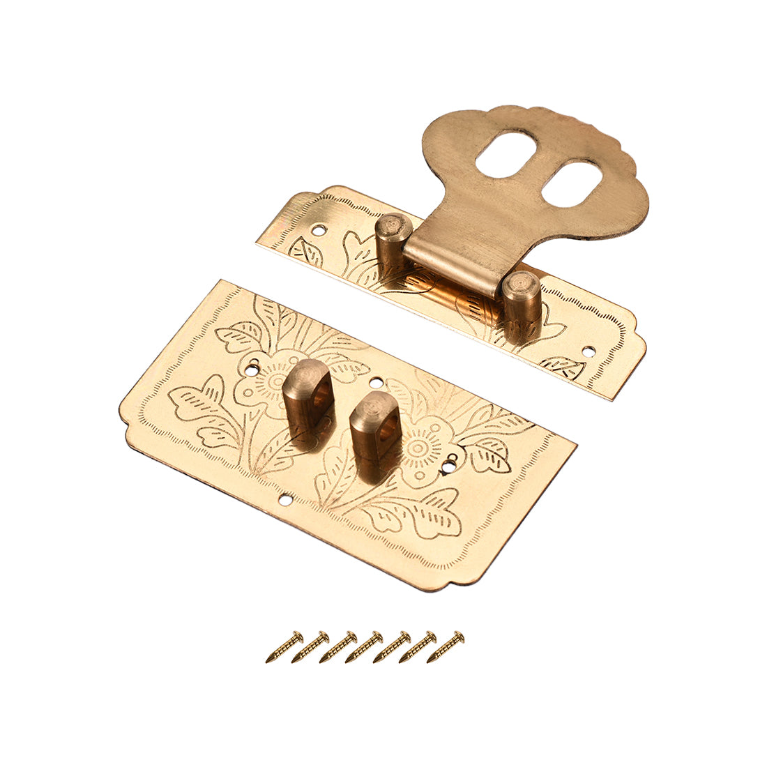 uxcell Uxcell Wood Case Box Rectangle Hasp 65x52mm Closure Brass Antique Latches Yellow