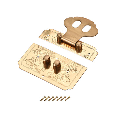 Harfington Uxcell Wood Case Box Rectangle Hasp 65x52mm Closure Brass Antique Latches Yellow
