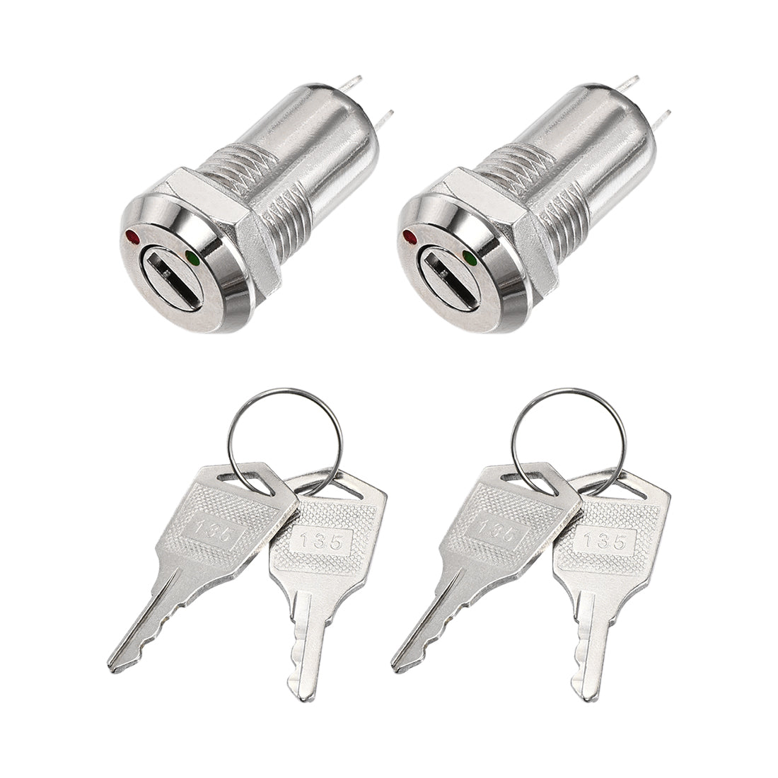 uxcell Uxcell 12mm 2 Positions Key Locking Push Button Switch With Keys NO-OFF 2pcs