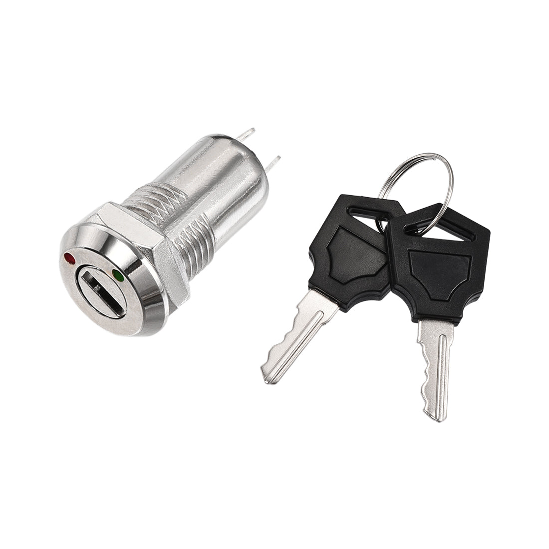 uxcell Uxcell 12mm 2 Positions Key Locking Push Button Switch with 2 Keys NO-OFF S1203