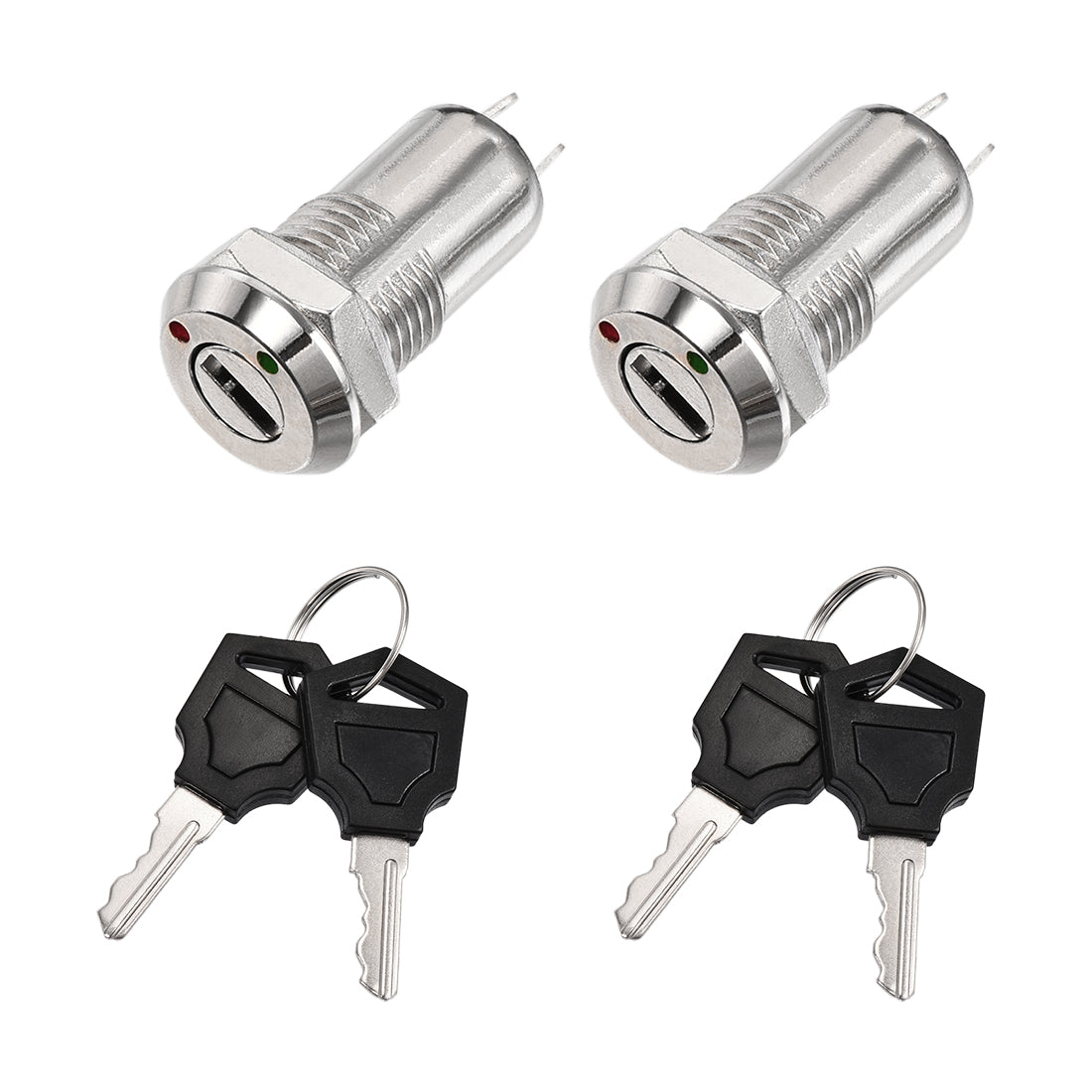 uxcell Uxcell 2pcs 12mm 2 Positions Key Locking Push Button Switch with 2 Keys NO-OFF