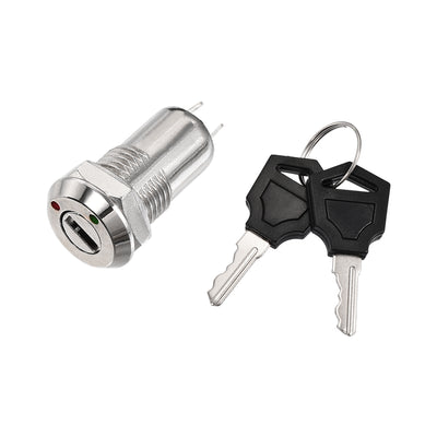 Harfington Uxcell 12mm 2 Positions Key Locking Push Button Switch with 2 Keys NO-OFF 12x29mm