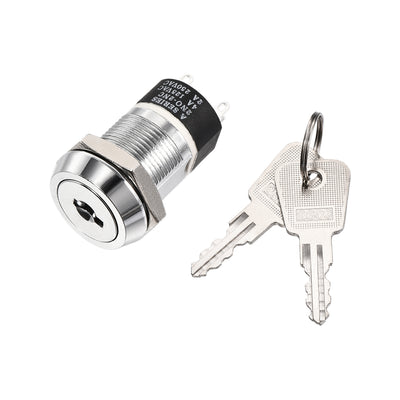 Harfington Uxcell 19mm 2 Positions Key Locking Push Button Switch With 2 Keys 2NC-2NO S2803 1pcs