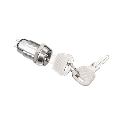 Harfington Uxcell 19mm 2 Positions Key Locking Push Button Switch With 2 Keys ON-OFF S1906 1pcs