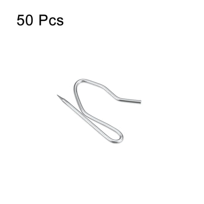 Harfington Uxcell Curtain Hooks Carbon Steel Pin-On Drapery Hooks for Window Door Curtains Silver Tone 50 Pcs