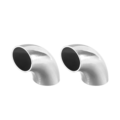 Harfington Uxcell Stainless Steel 304 Pipe Fitting Long Radius 90 Degree Elbow Butt-Weld 7/8-inch OD 1.5mm Thick Pipe Size 2pcs