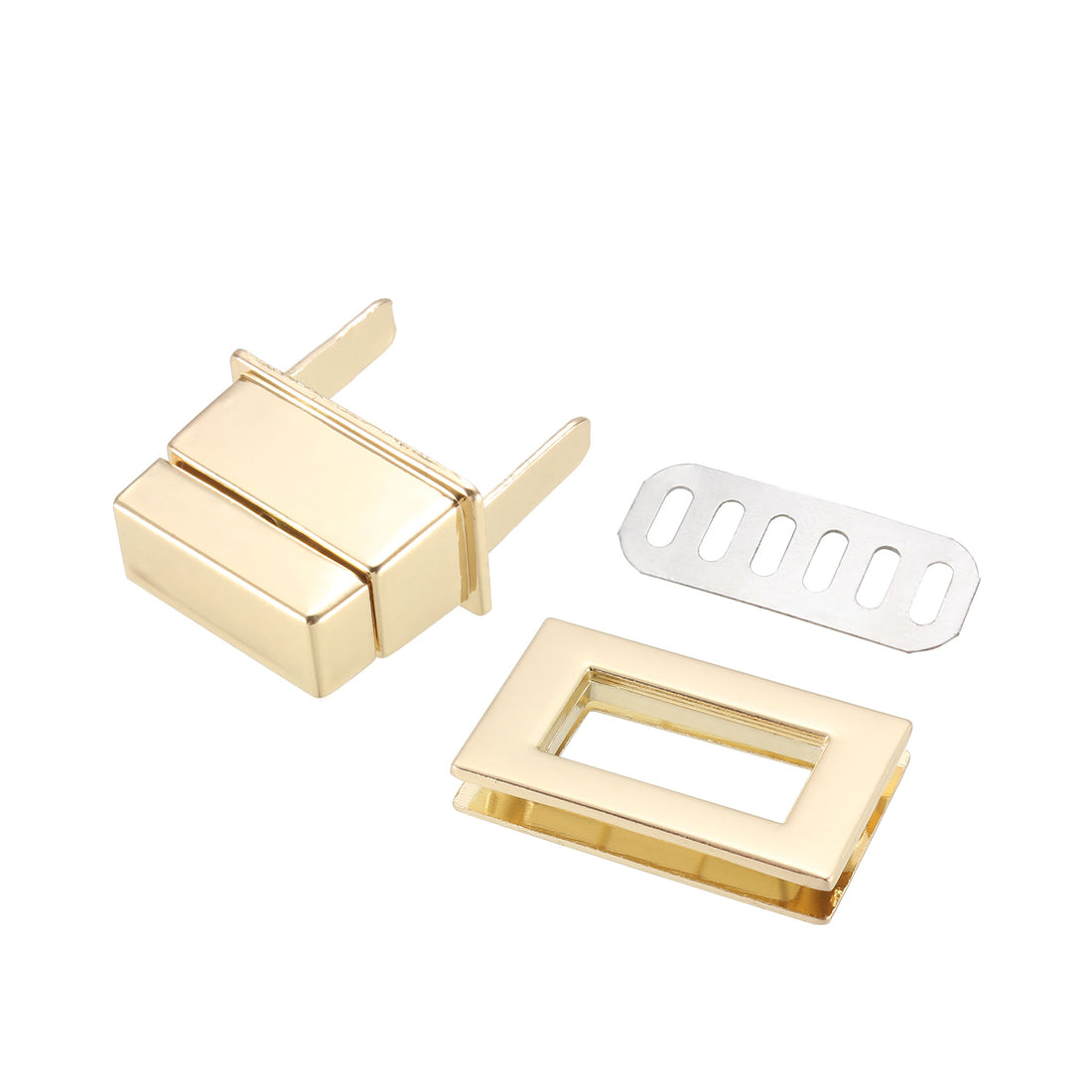 uxcell Uxcell 1 Set Rectangular Purses Twist Lock 32mm x 20mm Clutches Closures for DIY Bag Making - Light Gold
