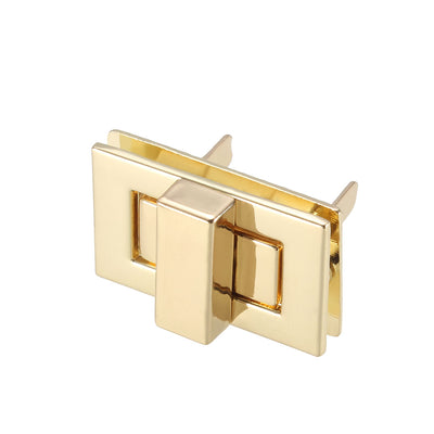 Harfington Uxcell 1 Set Rectangular Purses Twist Lock 32mm x 20mm Clutches Closures for DIY Bag Making - Light Gold