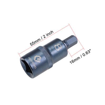 Harfington Uxcell Drive x Hex Bit Socket, S2 Steel Bits, CR-V Steel Sockets Metric (For Hand Use Only)
