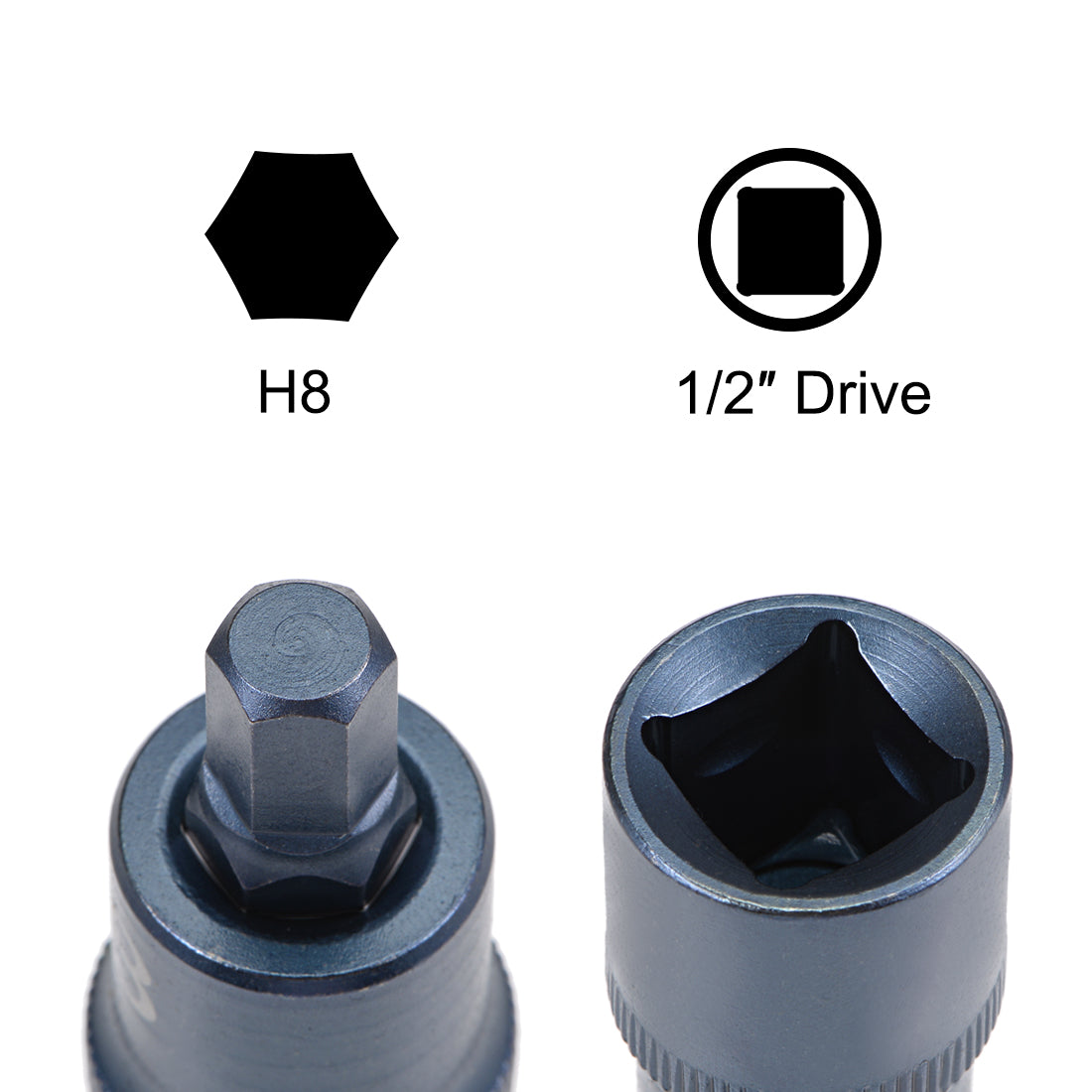 uxcell Uxcell Drive x Hex Bit Socket, S2 Steel Bits, CR-V Steel Sockets Metric (For Hand Use Only)