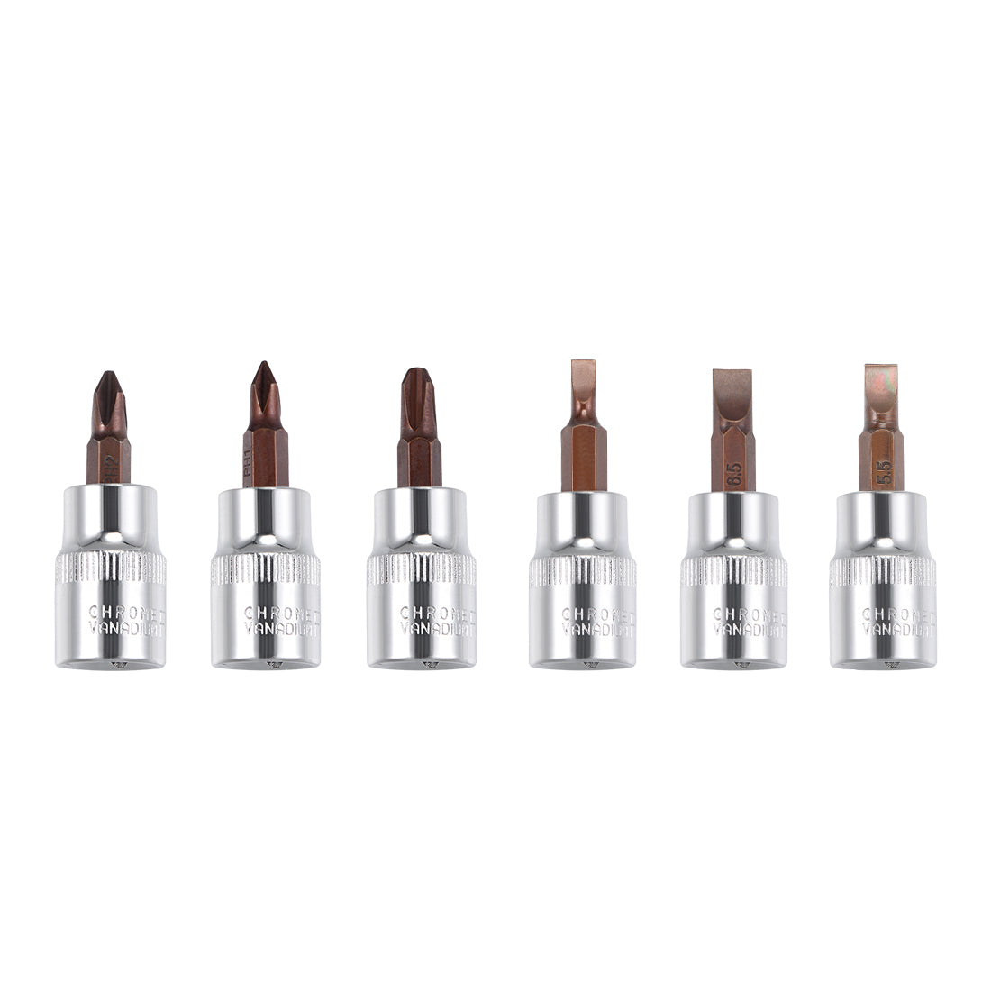 Uxcell 3/8-Inch Drive Bit Socket Set PH1-PH3 FD4 FD5.5 FD6.5 S2 Steel ...