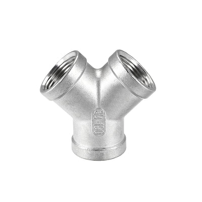 uxcell Uxcell Stainless Steel 304 Cast Pipe Fitting 3/4 BSPT Female Class 150 Y  Shaped Connector Coupler