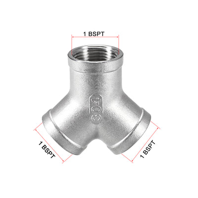 Harfington Uxcell Stainless Steel 304 Cast Pipe Fitting 1 BSPT Female Class 150 Y  Shaped Connector Coupler