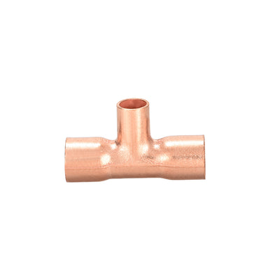 Harfington Uxcell 3/4-inch x 3/8-inch x 3/4-inch Copper Reducing Tee Copper Pressure Pipe Fitting Conector  for Plumbing Supply and Refrigeration 3pcs
