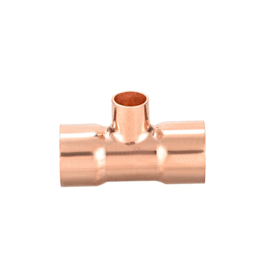 Harfington Uxcell 3/4-inch x 3/8-inch x 3/4-inch Copper Reducing Tee Copper Pressure Pipe Fitting Conector  for Plumbing Supply and Refrigeration 2pcs