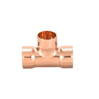 Harfington Uxcell 7/8-inch x 3/4-inch x 7/8-inch Copper Reducing Tee Copper Pressure Pipe Fitting Conector  for Plumbing Supply and Refrigeration 2pcs