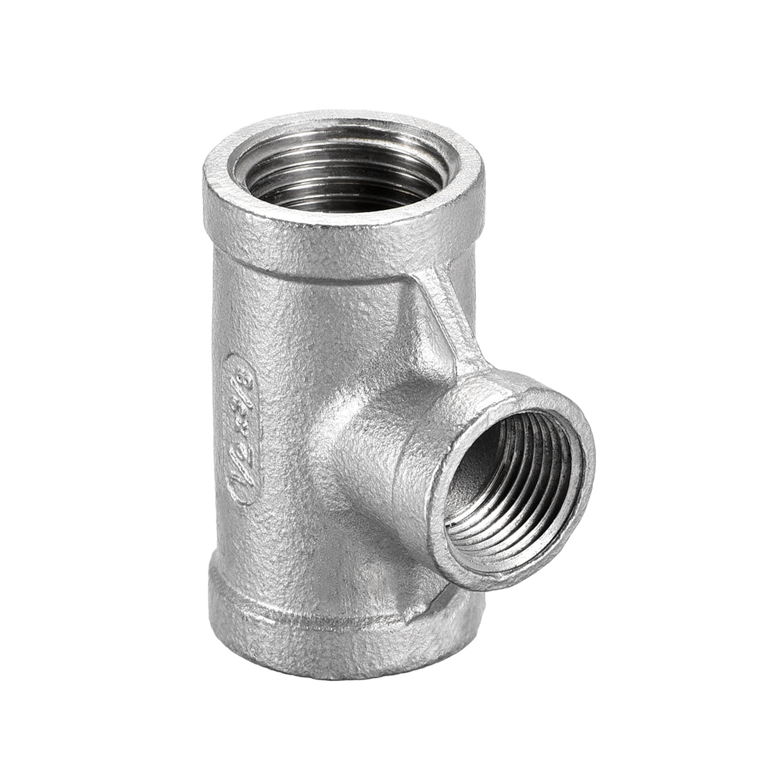 uxcell Uxcell Stainless Steel 304 Cast  Pipe Fitting 1/2 BSPT x 3/8 BSPT x 1/2 BSPT Female Tee Shaped Connector Coupler