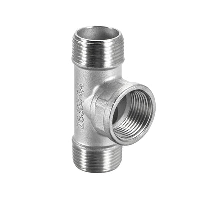 Harfington Uxcell Stainless Steel 304 Cast  Pipe Fitting 3/4 BSPT Male x 3/4 BSPT Female x 3/4 BSPT Male Tee Shaped Connector Coupler