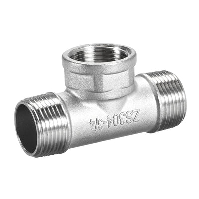 Harfington Uxcell Stainless Steel 304 Cast  Pipe Fitting 3/4 BSPT Male x 3/4 BSPT Female x 3/4 BSPT Male Tee Shaped Connector Coupler