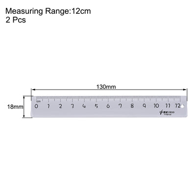 Harfington Uxcell Straight Ruler 12cm Metric Plastic Measuring Tool Clear 2pcs