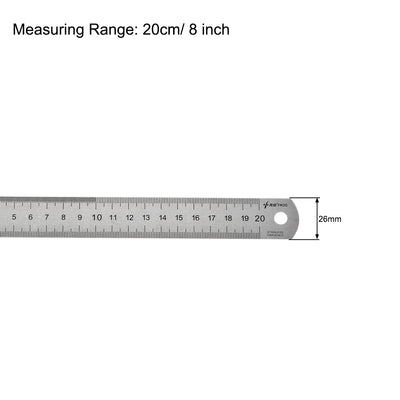 Harfington Uxcell Straight Ruler 20cm 8 Inch Metric Stainless Steel Measuring Tool with Hanging Hole