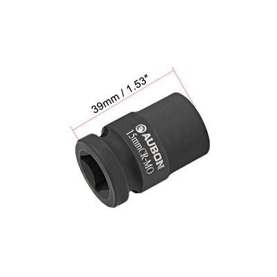 Harfington Uxcell Square Drive Shallow Impact Socket, Cr-Mo Alloy Steel, 6-Point, Metric