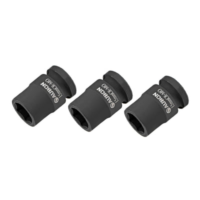 uxcell Uxcell 3 Pcs 1/2-Inch Drive by 15mm Shallow Impact Socket, Cr-Mo, 6-Point, Metric