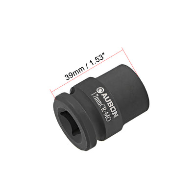 Harfington Uxcell Drive by Shallow Impact Socket, Cr-Mo Alloy Steel, 6-Point, Metric