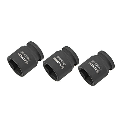 uxcell Uxcell 3 Pcs 1/2-Inch Drive by 24mm Shallow Impact Socket, Cr-Mo, 6-Point, Metric
